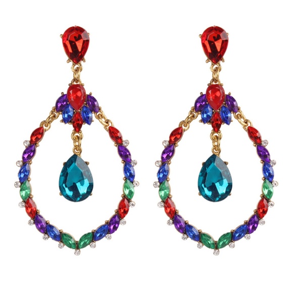 Colorful Waterdrop Pierced Earrings - Picture 3 of 3